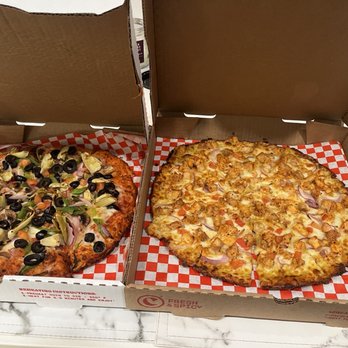Curry Pizza House Fremont Mission - Small Curry Veggie Delight and medium cauliflower crust Butter Chicken pizza. Pricey but good! - Pizza Near Me - Fremont, California