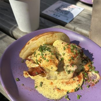 Origin Coffee Lab & Kitchen - Pancake Cheese Bacon & Poached Egg - Coffee & Tea Near Me - Arlington, Virginia