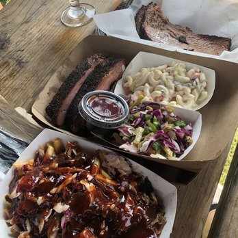 Camacho's Southern Style BBQ - El sancho, rib plate with mac salad and nopales, and half pound of brisket - Barbeque Near Me Camacho's Southern Style BBQ - El sancho, rib plate with mac salad and nopales, and half pound of brisket - Barbeque Near Me