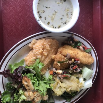 F A R M  Cafe - Catfish, polenta, roasted veggies, artichoke soup, salad - Cafes Near Me - Boone, North Carolina