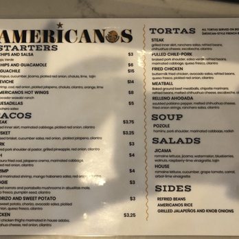 Americanos - Food menu - Mexican Near Me - Chicago, Illinois