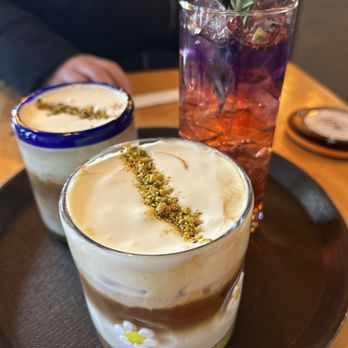 Cafe 104 - Pistachio einspanner and rose ade - Breakfast & Brunch Near Me - Duluth, Georgia