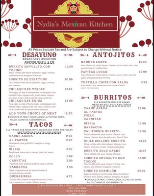 Menu photo 8 Nydias Mexican Kitchen Twentynine Palms, CA Menu photo 8 Nydias Mexican Kitchen Twentynine Palms, CA