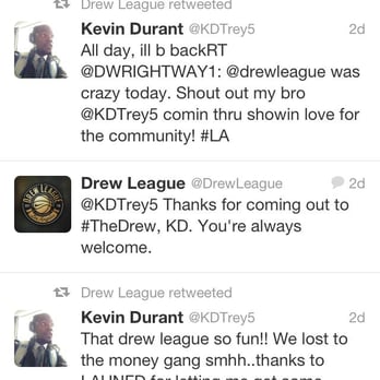 Drew League - Durant's got love for the Drew on Twitter... - Professional Sports Teams Near Me - Los Angeles, California
