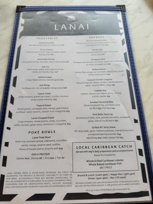 Menu photo 1 Lanai St. Thomas, VI
