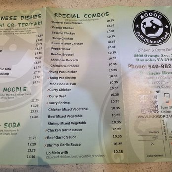 AGOGO - The menu. - Asian Fusion Near Me - Roanoke, Virginia