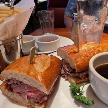 Hillstone - FAMOUS FRENCH DIP
AUJUS thinly sliced roasted prime rib on a
toasted French roll - New American Near Me - San Francisco, California Hillstone - FAMOUS FRENCH DIP
AUJUS thinly sliced roasted prime rib on a
toasted French roll - New American Near Me - San Francisco, California