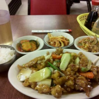 Hunan Deli - Sweet and sour pork. Came with rice and 3 different kimche. - Delis Near Me - Lorton, Virginia