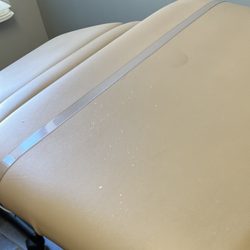 DermEffects - Skin scrapings on examination table in Dr. Loo's examination room