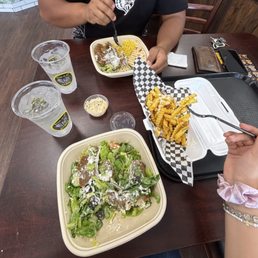 We got the #5 gyro plate and the #12 gyro salad and Greek fries it was really really good!!! We got the #5 gyro plate and the #12 gyro salad and Greek fries it was really really good!!!