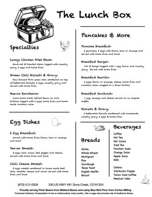 Menu photo 4 The Lunch Box Dove Creek, CO Menu photo 4 The Lunch Box Dove Creek, CO