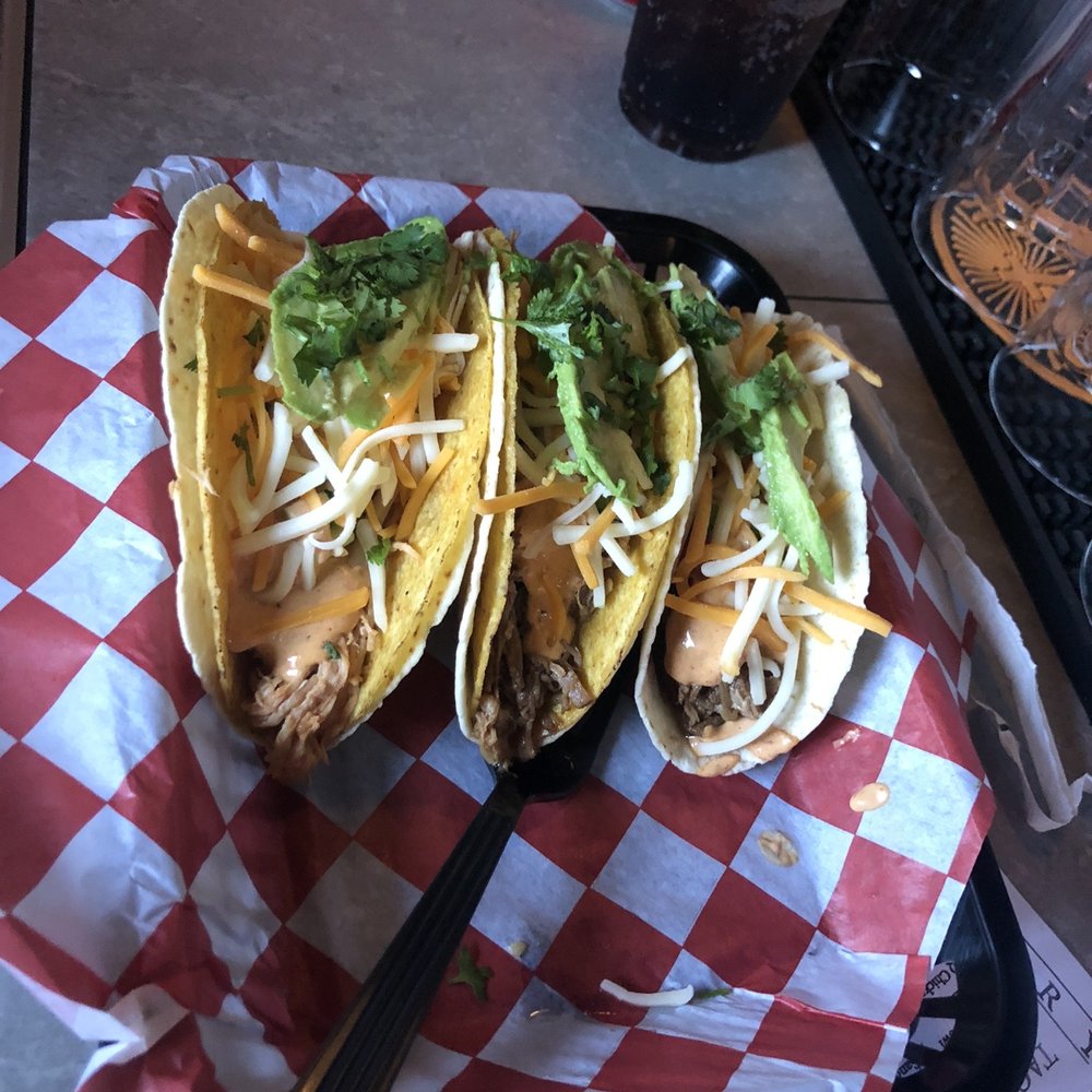 Sanctuary - 2 sanctuary tacos and 1 soft shell (chicken & pork) toppings: lettuce, tomato, cheese, jalapeño, creamy lime sauce, and avocado. - Tacos Near Me - Norfolk, Virginia Sanctuary - 2 sanctuary tacos and 1 soft shell (chicken & pork) toppings: lettuce, tomato, cheese, jalapeño, creamy lime sauce, and avocado. - Tacos Near Me - Norfolk, Virginia