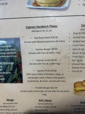 Menu photo 6 Cypress Inn Restaurant Cross City, FL