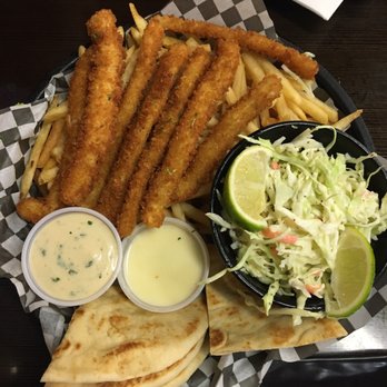 Off The Hook Fish Grill - Fried Calamari Strips served with fries and pita bread. So good! - Seafood Near Me - Whittier, California Off The Hook Fish Grill - Fried Calamari Strips served with fries and pita bread. So good! - Seafood Near Me - Whittier, California