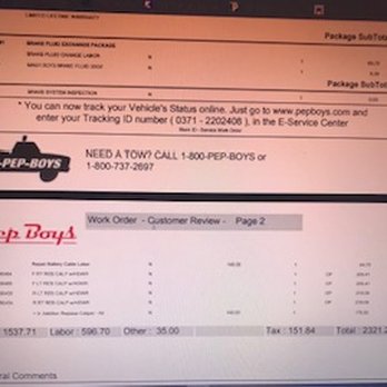Pep Boys - DONT GO HERE: $2321.25 QUOTE FOR A CAR THAT ONLY NEEDED $50.00 FRONT PADS AND FLUID! - Auto Repair Near Me - Bethel Park, Pennsylvania Pep Boys - DONT GO HERE: $2321.25 QUOTE FOR A CAR THAT ONLY NEEDED $50.00 FRONT PADS AND FLUID! - Auto Repair Near Me - Bethel Park, Pennsylvania