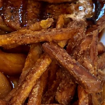 Brick and Mortar Pub - Pork chops and sweet potato fries - Pubs Near Me - Delphi, Indiana