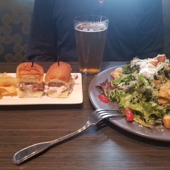 Bar Bistro - Salmon sliders and salad. Not sure what kind. Wasn't mine, but I heard it was delicious - Cocktail Bars Near Me - Tacoma, Washington