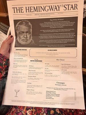 Menu photo 5 Bar Hemingway Paris, 75