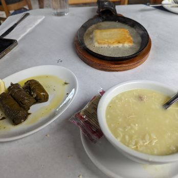Olympic Cafe - Dolmadakia(appetizer (we already ate some)), Saganaki, and the cup/small order of Avelogomeno soup. - Mediterranean Near Me - San Diego, California Olympic Cafe - Dolmadakia(appetizer (we already ate some)), Saganaki, and the cup/small order of Avelogomeno soup. - Mediterranean Near Me - San Diego, California