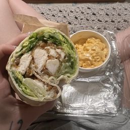Chicken Caesar Wrap  Mac n cheese