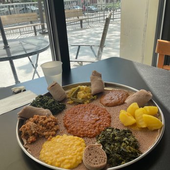 Lucy Ethiopian Cafe - Veggie Combo for two - Ethiopian Near Me - Boston, Massachusetts