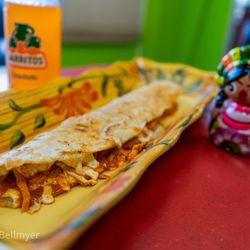 La Morenita - Some sort of shredded chicken half quesadilla. The waitress helped me pick it. It was awesome!