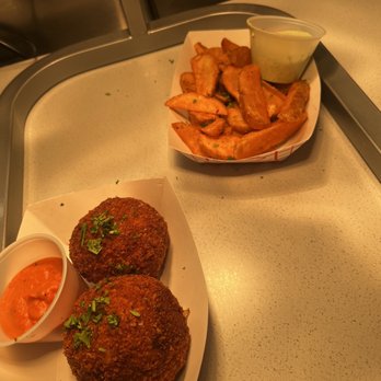 Parlor - Mac n cheese balls and wedge fries from the max n cheese spot downstairs The balls are like baseballs honestly - Food Court Near Me - Kansas City, Missouri