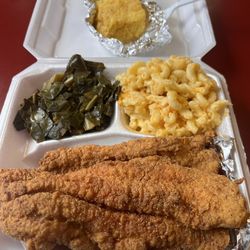 Stacy’s Heavenly Host - Catfish, collards, Mac