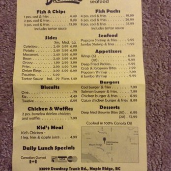 Brownies Chicken and Seafood - Menu - Seafood Near Me - Maple Ridge, British Columbia