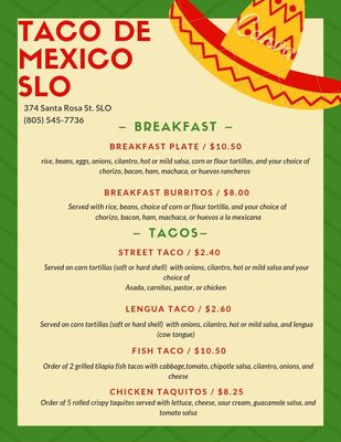Menu photo 7 Taco De Mexico San Luis Obispo, CA Menu photo 7 Taco De Mexico San Luis Obispo, CA