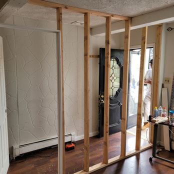 We Fix Houses - New framing and door installed to create a hallway and secure entrance. - Handyman Near Me We Fix Houses - New framing and door installed to create a hallway and secure entrance. - Handyman Near Me