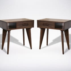 Mid century modern walnut side tables night stands