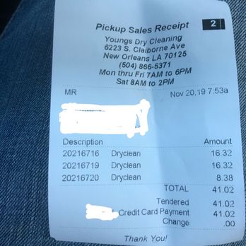 Young's Dry Cleaning - $16.32 per suit and $8.38 for dress pants - Dry Cleaning Near Me - New Orleans, Louisiana Young's Dry Cleaning - $16.32 per suit and $8.38 for dress pants - Dry Cleaning Near Me - New Orleans, Louisiana