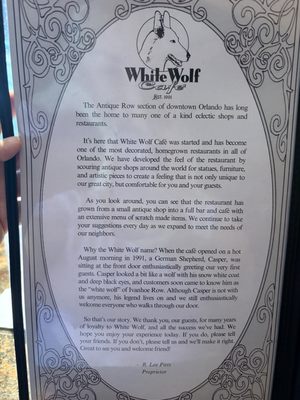 Menu photo 3 White Wolf Cafe Orlando, FL