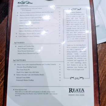 Reata - Menu - New American Near Me - Fort Worth, Texas