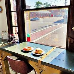 Our pastries sitting in the window.