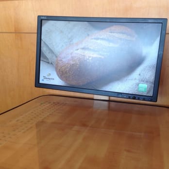 Panera Bread - Computer with a keyboard and mouse built in to the table. - Sandwiches Near Me - Wheaton, Illinois