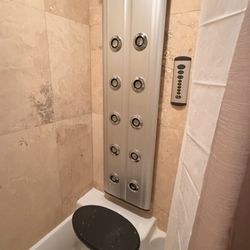 No shampoo conditioner or soap in waterfall shower