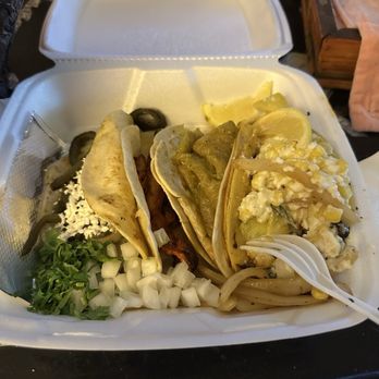 Taco City y Mas - Three tacos and a flour tortilla filled with stinky corn goo. - Tacos Near Me - Dallas, Texas