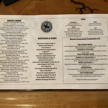 The Light Horse - Menu prices are totally fair for the area, happy hour is great too. 2 bucks off all draft on menu. More off cans and other drinks! - American Near Me - Alexandria, Virginia The Light Horse - Menu prices are totally fair for the area, happy hour is great too. 2 bucks off all draft on menu. More off cans and other drinks! - American Near Me - Alexandria, Virginia