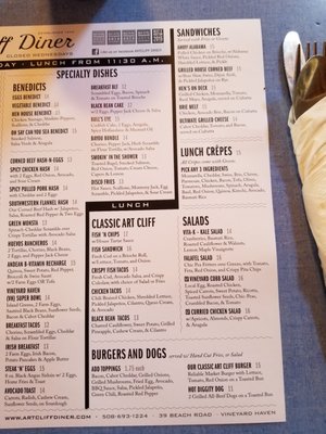 Menu photo 7 The Art Cliff Diner Vineyard Haven, MA