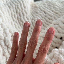 My gel manicure with pink glitter tips My gel manicure with pink glitter tips