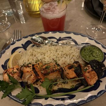 Aba - Salmon skewer - Mediterranean Near Me - Austin, Texas Aba - Salmon skewer - Mediterranean Near Me - Austin, Texas