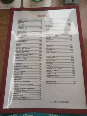 Menu photo 1 Don Camilo Puerto de la Cruz, TF