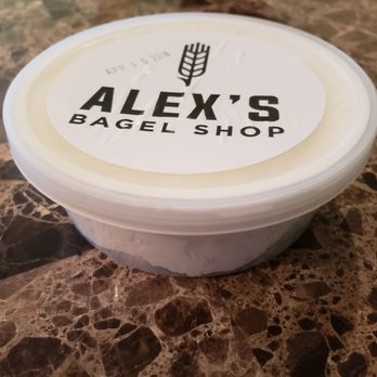 Alex's Bagel Shop - Whipped cream cheese. Plain is $5.95. A little pricey for the portion but it was delicious. - Bagels Near Me - Longmeadow, Massachusetts
