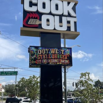 Cookout - Huge parking lot sign where you can't miss it driving by on either road. - American Near Me - Tampa, Florida