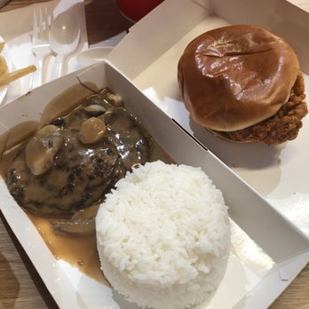 Jollibee - Spicy chicken sandwich and burger steak w rice - Chicken Shop Near Me - Alexandria, Virginia