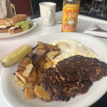 Buck's Diner - Spicy breakfast is to die for!!! Pickle is from my wife's BLT with fried egg on it... also delish - Diners Near Me - Ira, Michigan