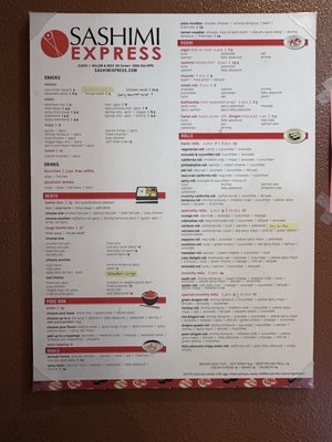 Menu photo 1 Sashimi Express Clovis, CA