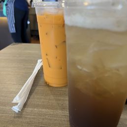 Salted plum soda and Thai iced tea